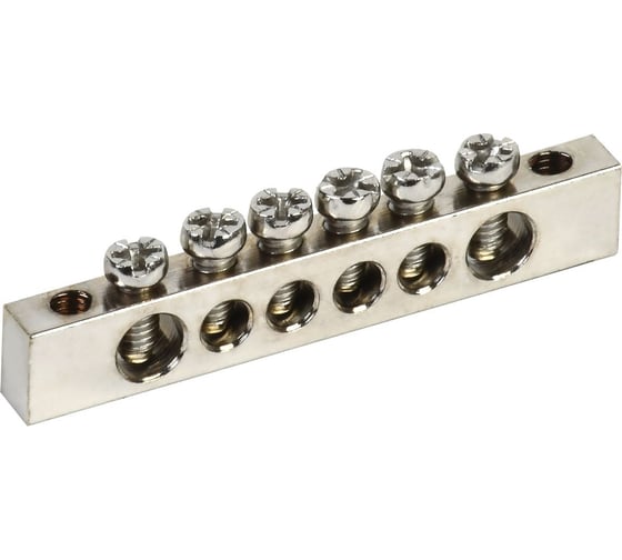 Изображение товара Шина IEK pen "земля-ноль" 6x9мм 6/2 с никелевым покрытием (6групп/крепеж по краям) YNN11-06-100-N