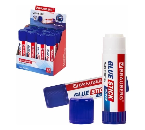 Изображение товара Клей-карандаш BRAUBERG SUPER усиленный, 21 г, комплект 12 шт. 880233