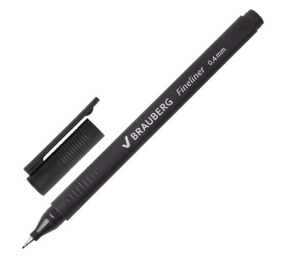 Изображение товара Капиллярная ручка-линер BRAUBERG Carbon черная, комплект 12 шт., трехгранная, линия письма 0.4 мм 880737