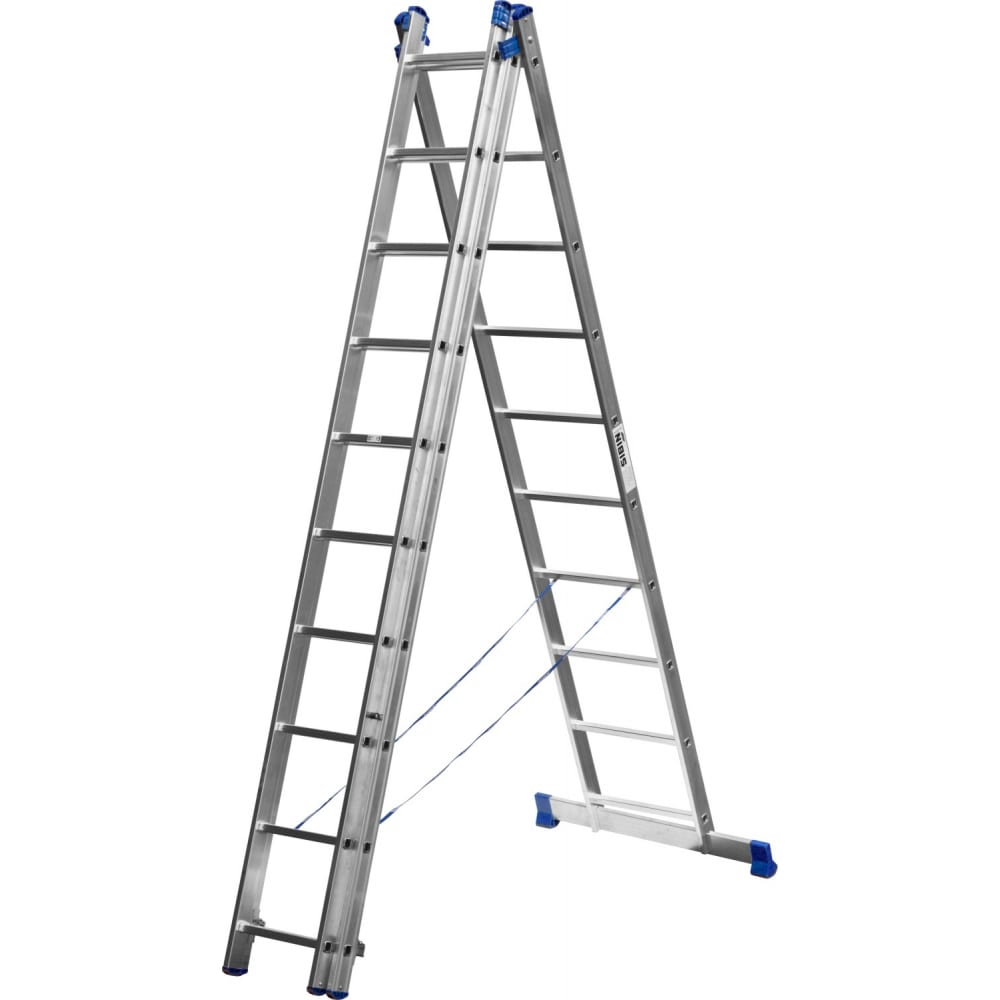 Трехсекционная лестница СИБИН лестница сибин 38833 09 трехсекционная со стабилизатором 9 ступеней