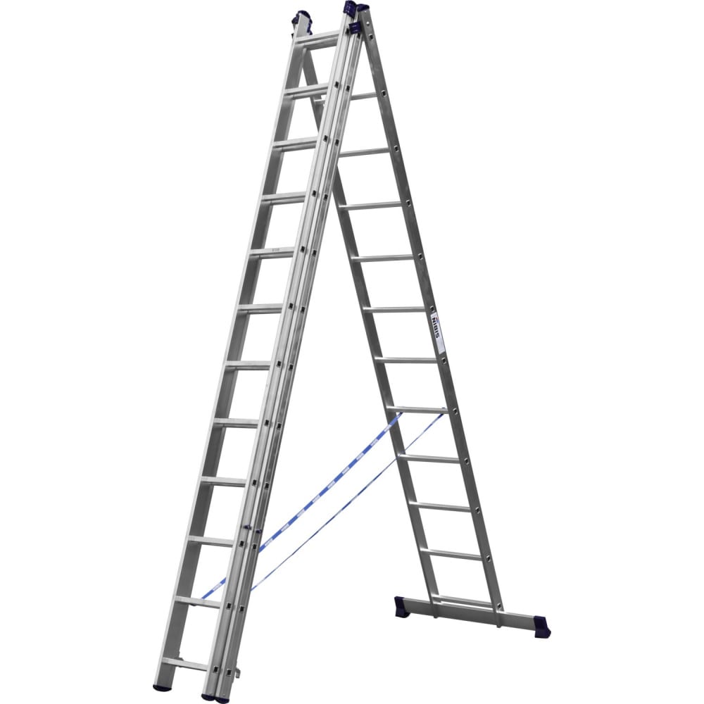 Трехсекционная лестница СИБИН лестница сибин 38833 09 трехсекционная со стабилизатором 9 ступеней