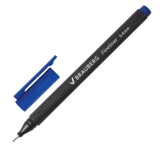 Изображение товара Капиллярная ручка-линер BRAUBERG Carbon синяя, комплект 12 шт., трехгранная, 0.4 мм 880738