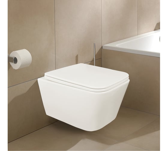 Изображение товара Подвесной безoбодковый унитаз Loranto TALAS в комплекте с быстросъемным сиденьем микролифт, дюропласт 520*360*290 00087268