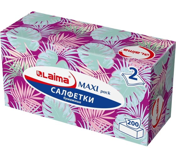 Изображение товара Бумажные косметически салфетки LAIMA 2-слойные, комплект 4 коробки по 200 салфеток 880657
