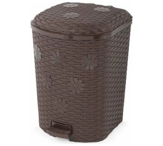 Изображение товара Контейнер для мусора ЗПИ «Альтернатива» "Плетенка" 12л с педалью венге М7996