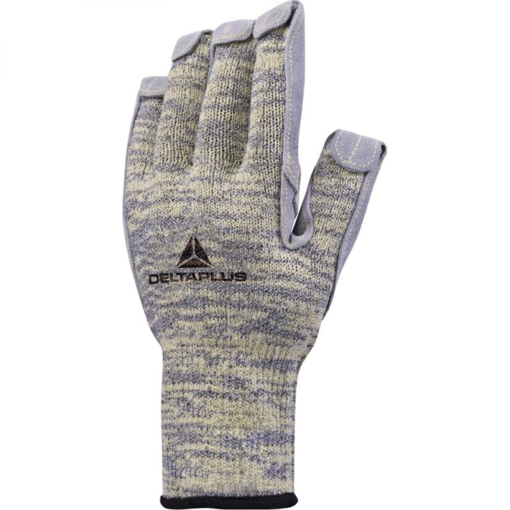 фото Трикотажные антипорезные перчатки с воловьей кожей delta plus venicut50, р. 10 vecut5010