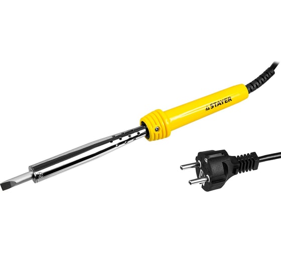 Изображение товара Паяльник Stayer MASTER с пластмассовой рукояткой и долговечным жалом 100 Вт клин 55305-100