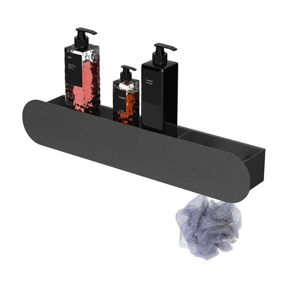 Изображение товара Полка Граф Держалкин Round patron 50x9.2x9 настенная с крючками черная лофт стиль