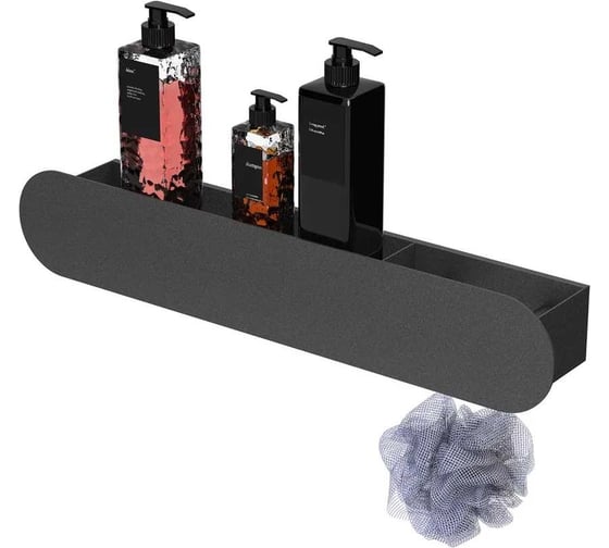 Изображение товара Полка Граф Держалкин Round patron 50x9.2x9 крючки справа черная Fl-ro-pat50п-ч