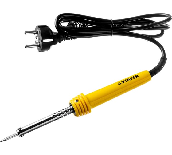 Изображение товара Паяльник Stayer MASTER с пластмассовой рукояткой и долговечным жалом 40 Вт конус 55305-40