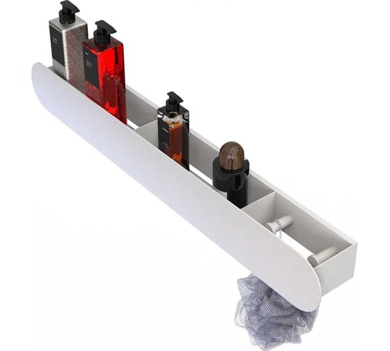 Изображение товара Полка Граф Держалкин Round patron 70x9.2x9 крючки справа белая Fl-ro-pat70п-б