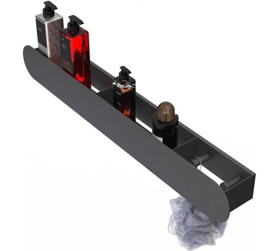 Изображение товара Полка Граф Держалкин Round patron 70x9.2x9 крючки справа черная Fl-ro-pat70п-ч