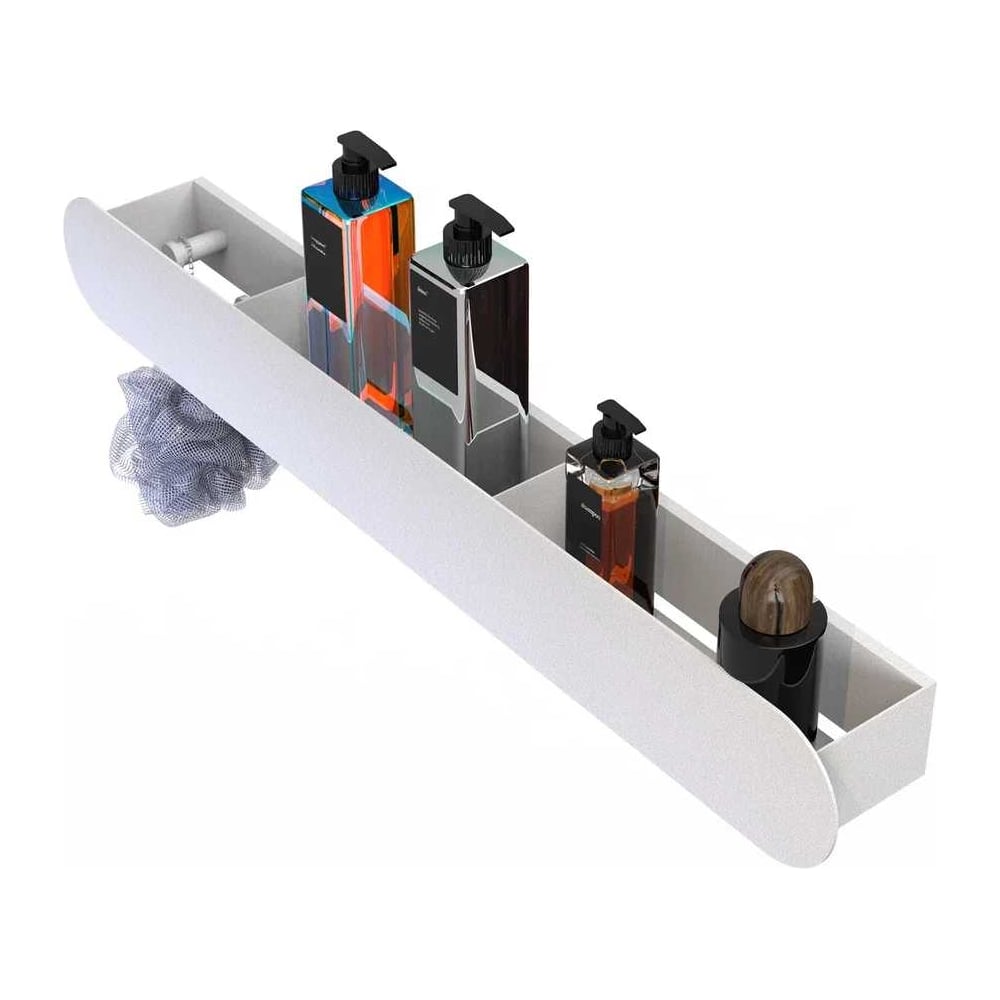 Изображение товара Полка Граф Держалкин Round patron 70x9.2x9 с крючками белая для интерьера