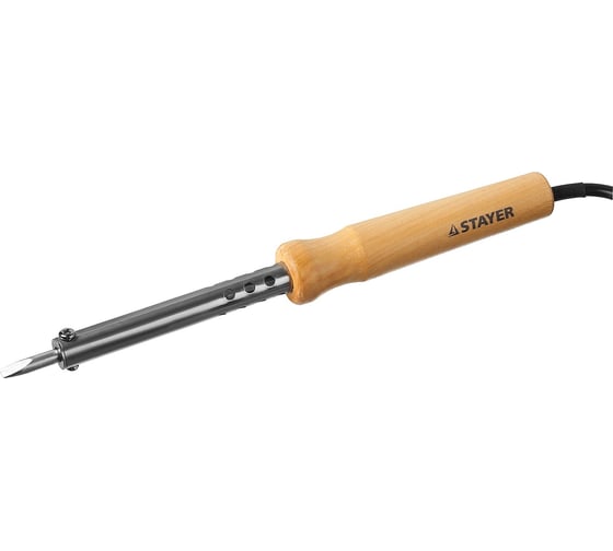Изображение товара Паяльник Stayer с деревянной рукояткой и долговечным жалом MASTER MAXTerm  60 Вт клин 55310-60