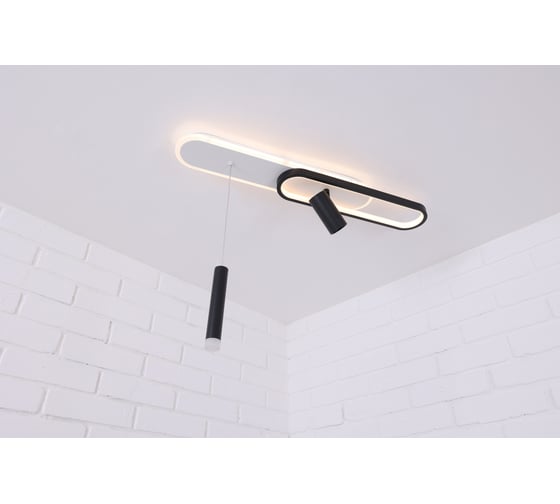 Изображение товара Потолочная светодиодная люстра Schaffner Trattato 2783-1+1, цвет белый/черный . Люстра с пультом управления, освещение до 12 кв.м, мощность 80 Вт Trattato 2783-1+1P WH+BK