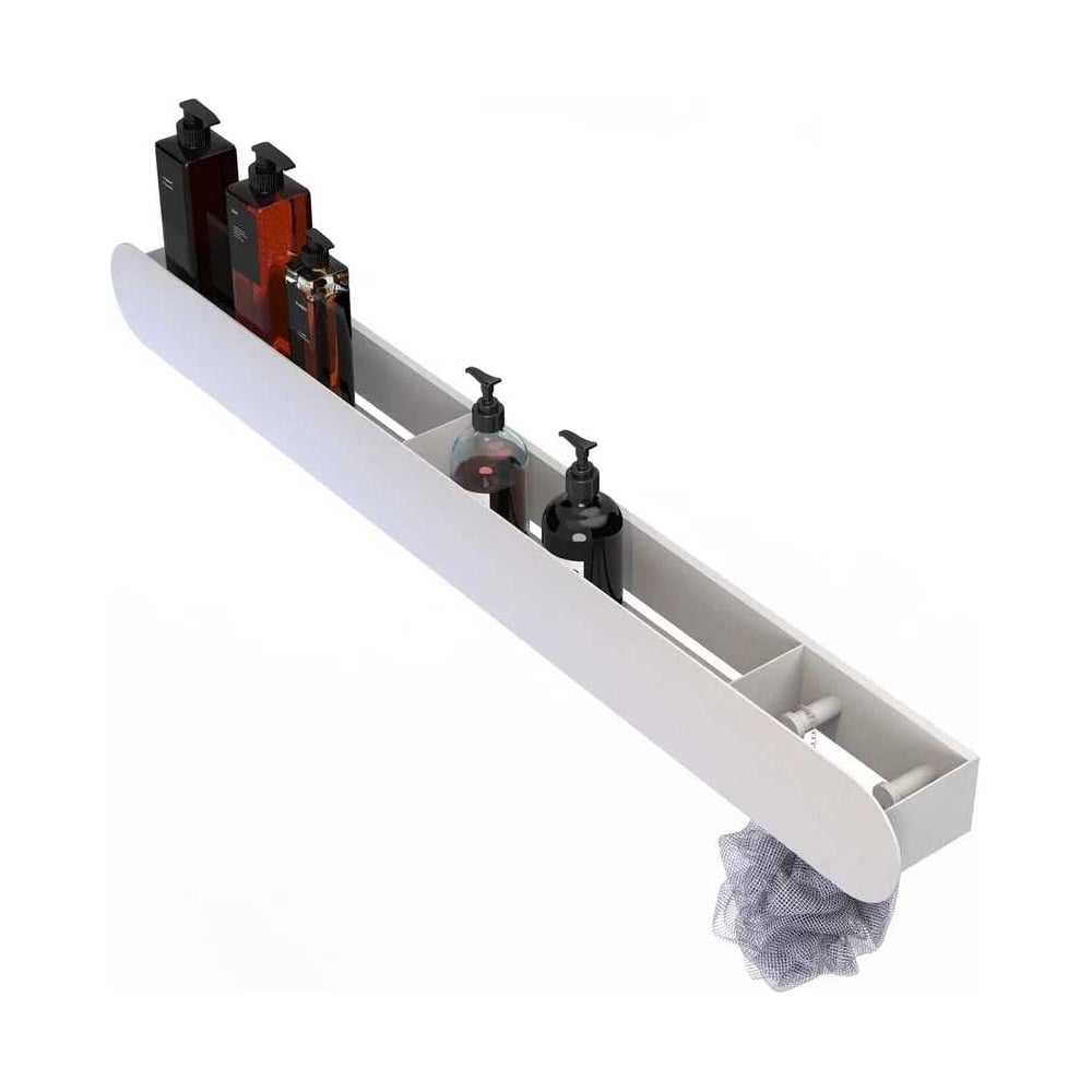 Изображение товара Полка Граф Держалкин Round patron 90x9.2x9 крючки справа белая Fl-ro-pat90п-б