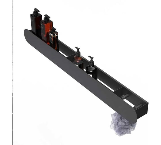 Изображение товара Полка Граф Держалкин Round patron 90x9.2x9 крючки справа черная Fl-ro-pat90п-ч