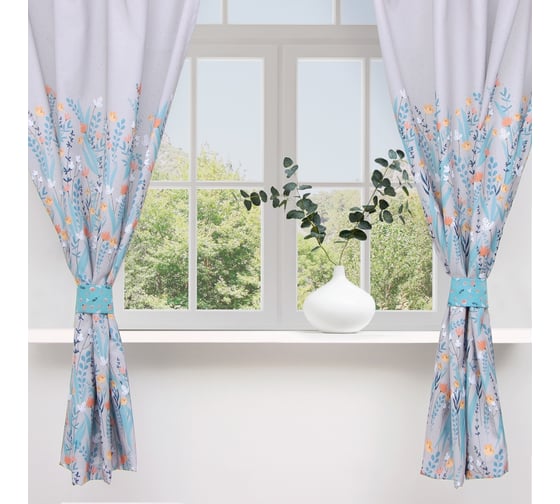 Изображение товара Комплект штор для кухни Этель Meow с подхватами, 145x180 см, 2 шт, 100% полиэстер 5513588