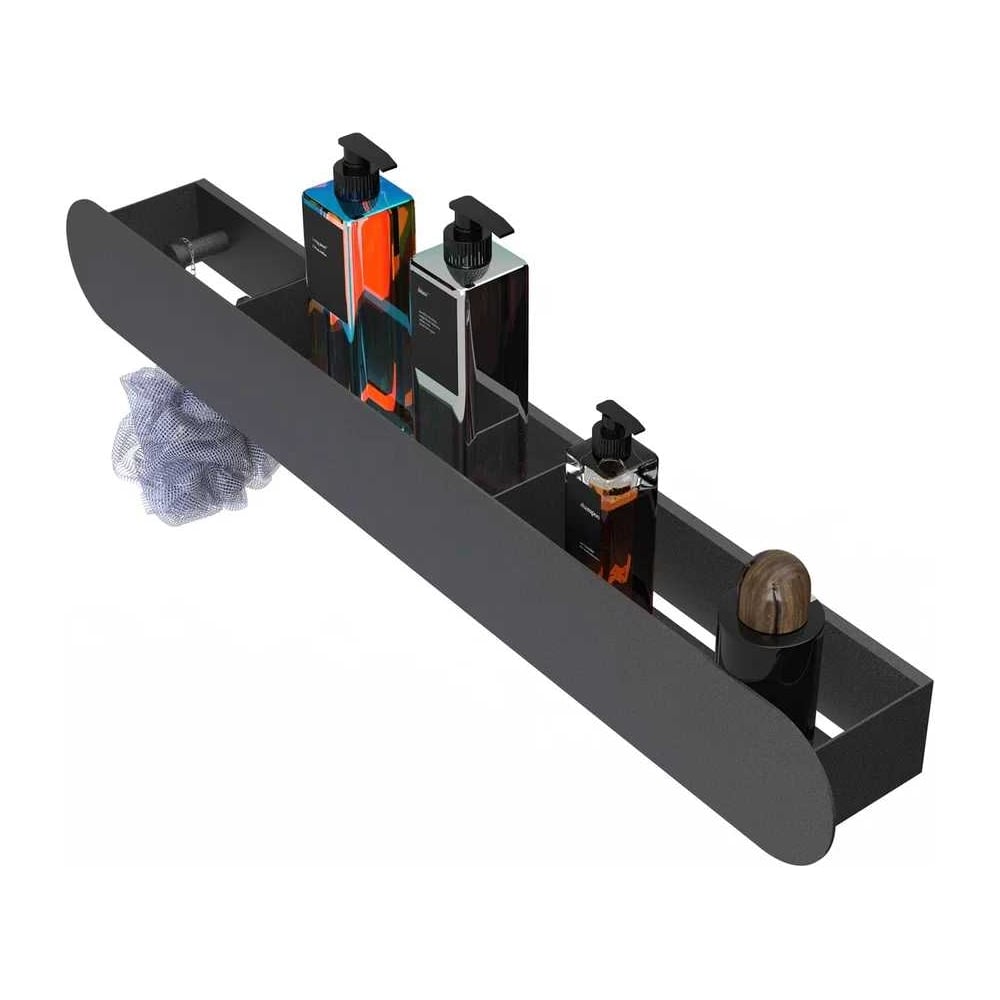 Изображение товара Полка Граф Держалкин Round patron 70x9.2x9 с крючками черная, лофт