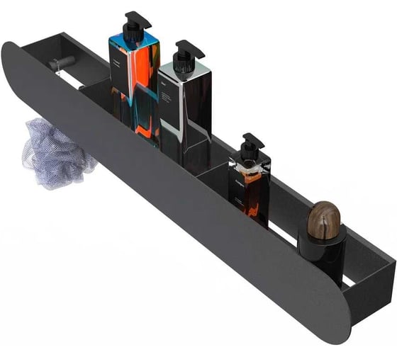 Изображение товара Полка Граф Держалкин Round patron 70x9.2x9 крючки слева черная Fl-ro-pat70л-ч