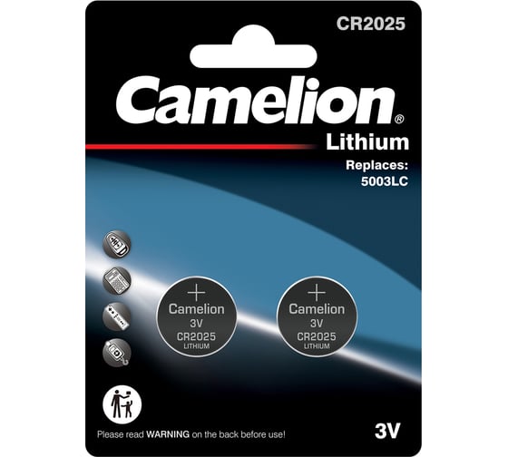Изображение товара Литиевая батарейка Camelion Cr2025 bl-2 (cr2025-bp2, 3v) 15245