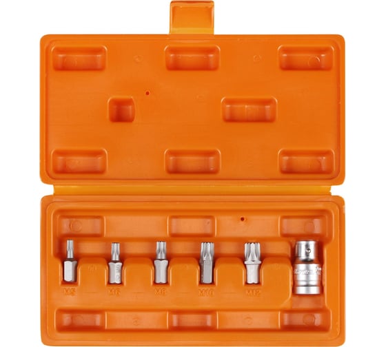 Изображение товара Набор бит вставок SPLINE (3/8", 30 мм, адаптер 1/2" DR, 6 предметов, в кейсе) Airline AT-B-49