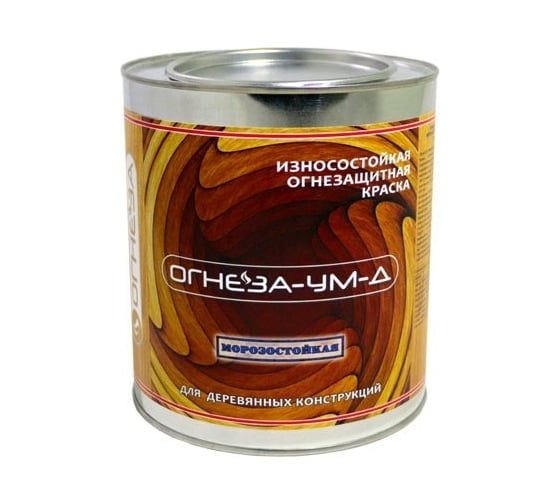 Изображение товара Огнезащитная вспучивающаяся краска для древесины ОГНЕЗА УМ-Д атмосферостойкая, ведро 3 кг, цвет серый 105053