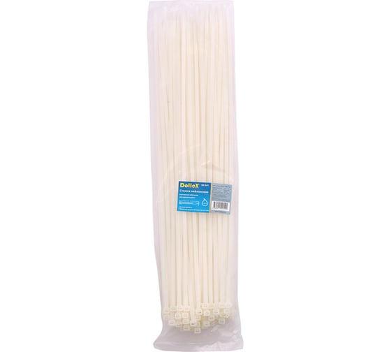 Изображение товара Хомут стяжка DolleX 4,8х400, нейлоновая, уп. 100 шт. белый SN-541