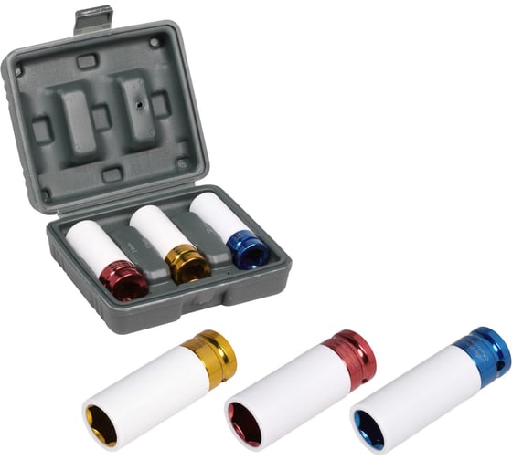 Изображение товара Набор головок шестигранных ударных удлиненных для колёсных дисков (3 шт; 1/2" DR; 17-21 мм) Airline AT-IS12-41