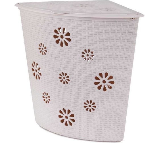 Изображение товара Корзина для белья ЗПИ «Альтернатива» Плетенка 45 л, угловая, слоновая кость М2029