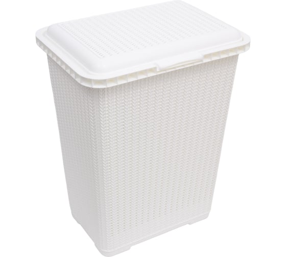 Изображение товара Корзина для белья ЗПИ «Альтернатива» Вязаное плетение 25 л, белый М6888
