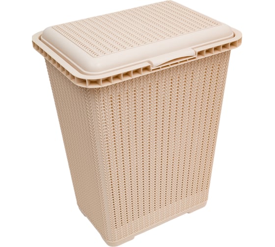 Изображение товара Корзина для белья ЗПИ «Альтернатива» Вязаное плетение 25 л, бежевый М6904