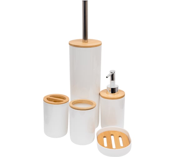 Изображение товара Набор аксессуаров для ванной комнаты ЗПИ "Альтернатива" "Бамбук" белый М8167