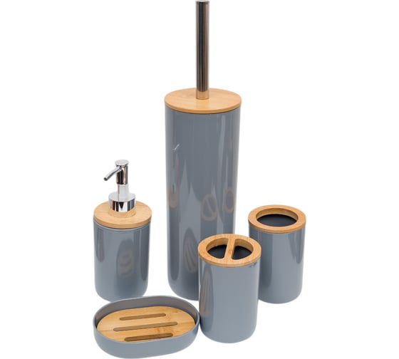 Изображение товара Набор аксессуаров для ванной комнаты ЗПИ «Альтернатива» "Бамбук" серый М8169