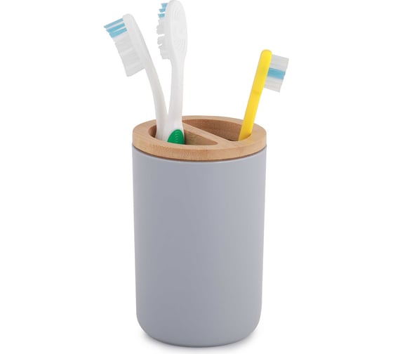 Изображение товара Подставка для зубных щеток ЗПИ «Альтернатива» "Бамбук" серый М8057