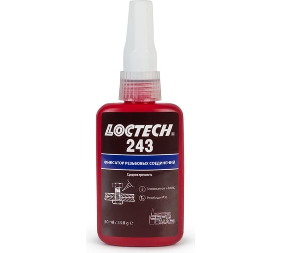 Изображение товара Резьбовой фиксатор средней прочности LOCTECH 243 50 мл 24350