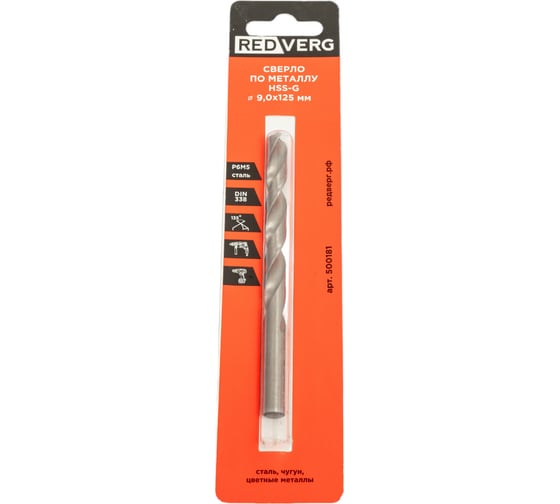 Изображение товара Сверло по металлу HSS-G (9х81х125 мм) REDVERG 6621054