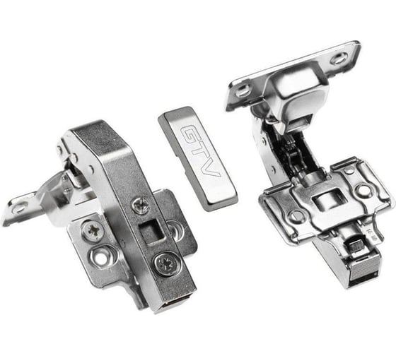 Изображение товара Петля GTV ZM-HCKT 90 градусов, угловая, самозакрывающаяся, для фальшпанелей с ответной планкой H-0, регулировка в 3 плоскостях, без еврошурупа ZM-HCKT90-3DBEO-S