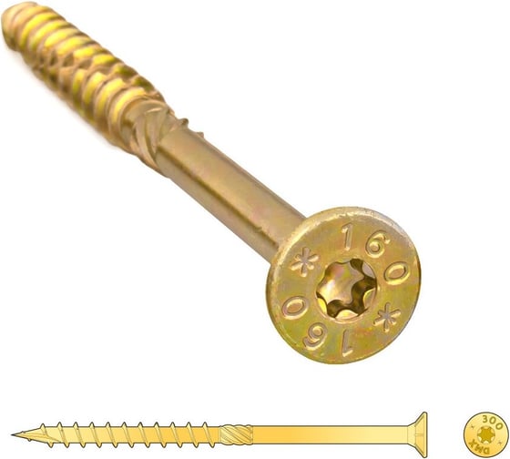 Изображение товара Шуруп Rusconnect CS 08160 с/нарез. д/дерева, потай 8х160 100 шт. Желтый цинк 310816