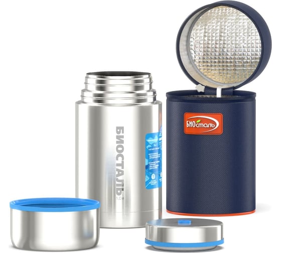 Изображение товара Термос для еды Biostal Авто 1 литр, с термочехлом, серебристый NRP-1000