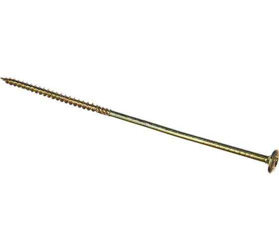 Изображение товара Шуруп Rusconnect CT 06020 с/нарез. д/дерева, прессшайба 6х200 100 шт. Желтый цинк 320620