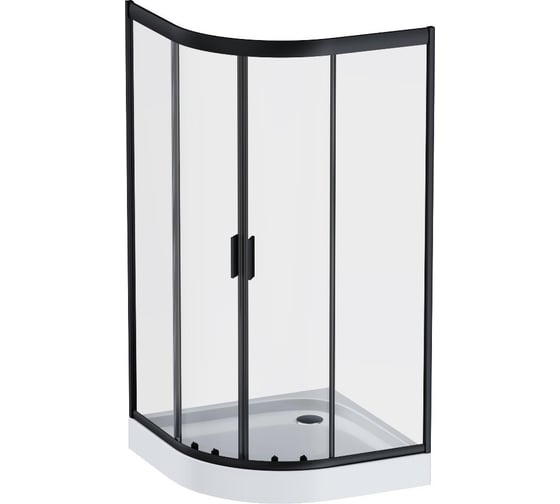 Изображение товара Душевое ограждение AM.PM Gem 1/4 Rond 100x100 стекло прозрачное, профиль черный матовый, W90G-401-100BT