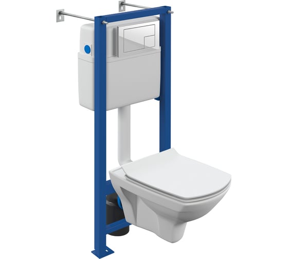 Изображение товара Комплект Cersanit CARINA XL CO DPL EO slim инсталляция VECTOR, кнопка CORNER, пластик белый 64119