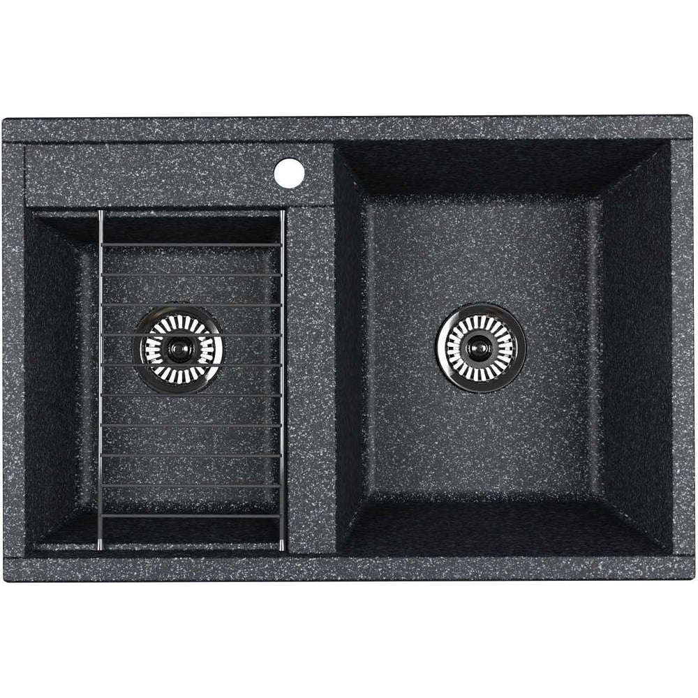 Кухонная Мойка AQUATON Делия 78 DBL (Графит)NEW 00064593 1A723132DE210