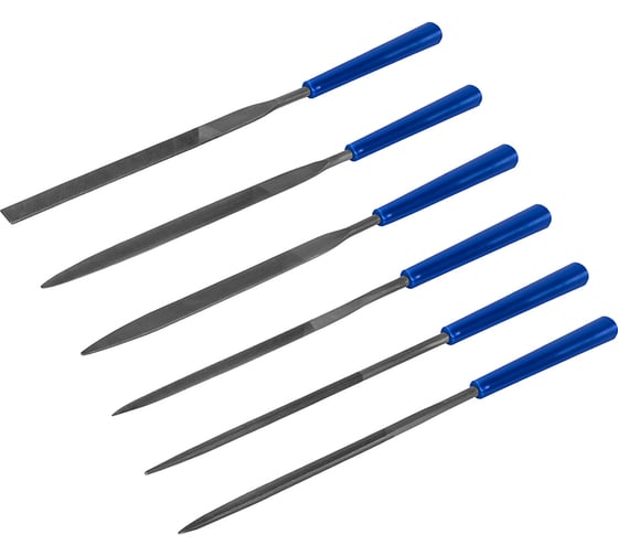 Изображение товара Набор надфилей № 1, 140х 50х3 мм, обрезиненные рукоятки 6 шт. чехол КОБАЛЬТ 790-083