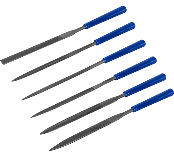 Изображение товара Набор надфилей № 1, 160х 70х4 мм, обрезиненные рукоятки 6 шт. чехол КОБАЛЬТ 790-113