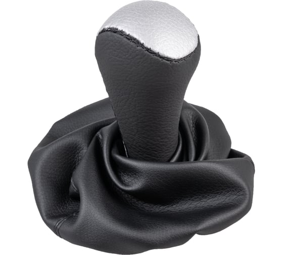 Изображение товара Ручка КПП кожа искусственная 2108-09 с чехлом черная с серебряной вставкой SKYWAY S06202028