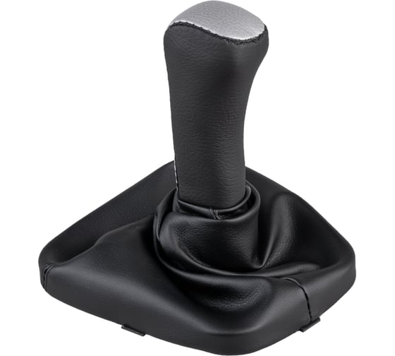 Изображение товара Ручка КПП кожа искусственная 2110 с чехлом черная с серебряной вставкой SKYWAY S06202029