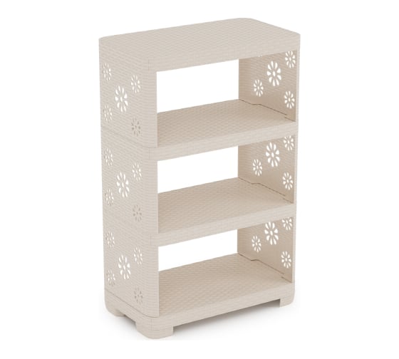 Изображение товара Этажерка ЗПИ «Альтернатива» Плетенка №2 4-х секционная, слоновая кость М2521