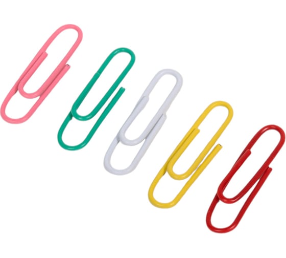 Изображение товара Канцелярские скрепки Hatber цветные круглые 28мм 100 шт. в картонной коробке, 10 шт. 040771